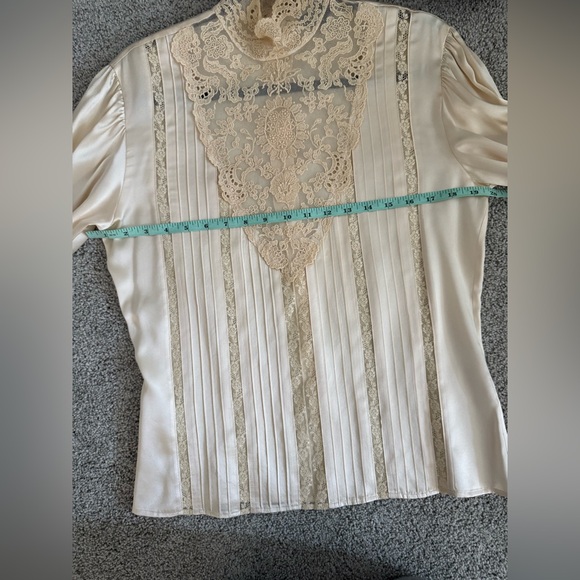 Vintage RALPH LAUREN Blue Label Lace Long Sleeve Blouse Size 6 - Picture 7 of 14